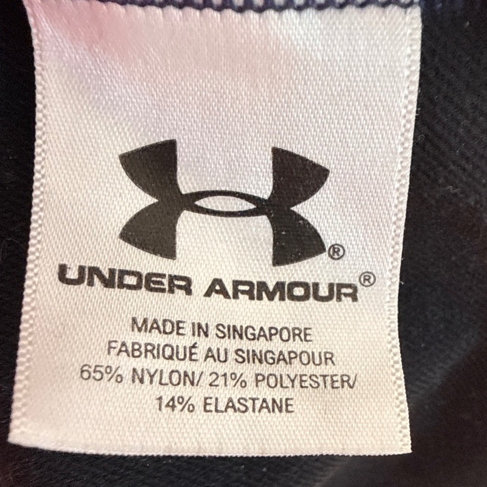 Under Armour Base Layer Mens Medium Mock Neck Long Sleeve Navy Compression Shirt - Picture 5 of 8
